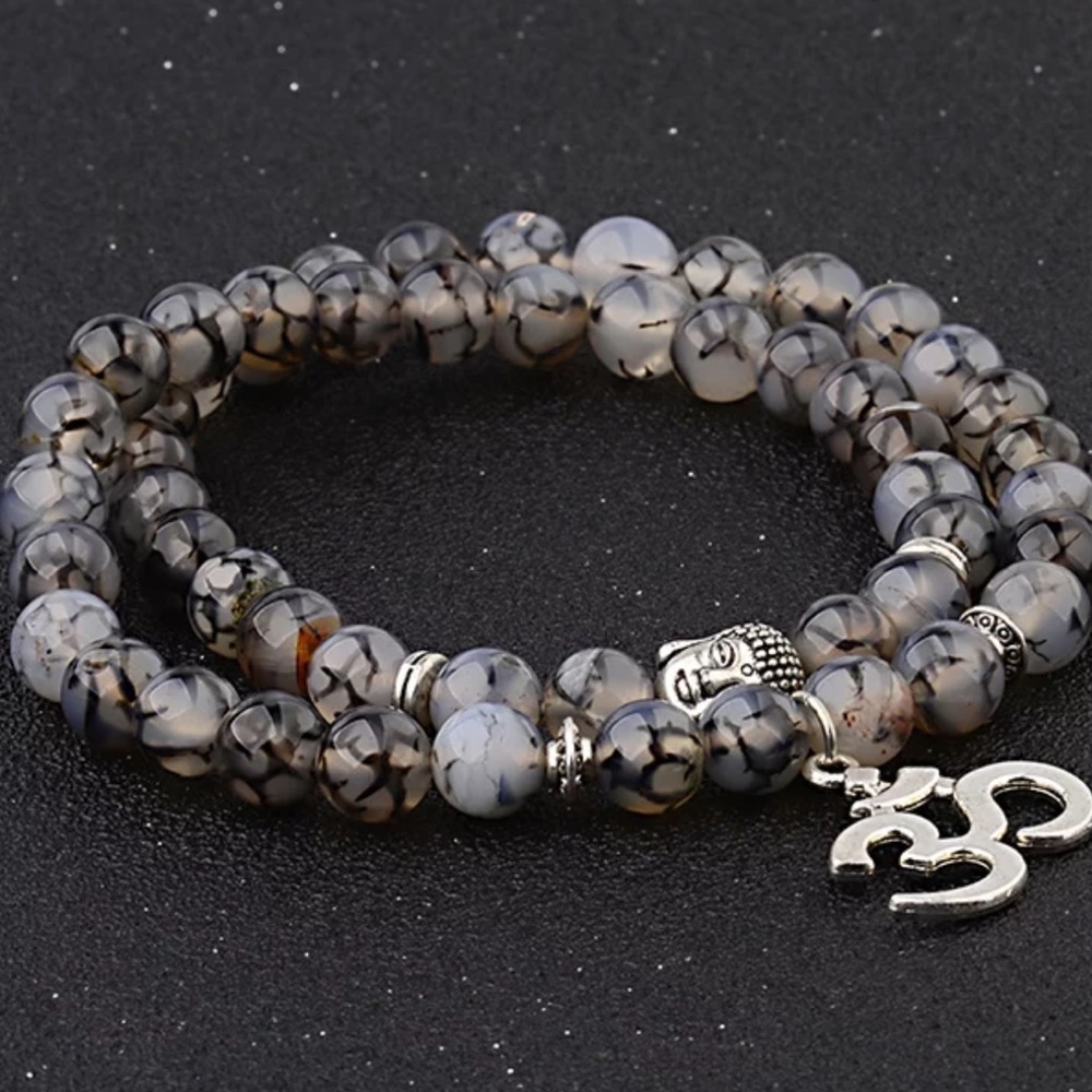 Unisex onyx, lava stone, wood or tigers eye Mala bracelet - Picture 5 of 12